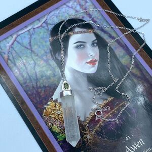 Natural Crystal Quarts Point & Faceted Moldavite Pendant Necklace